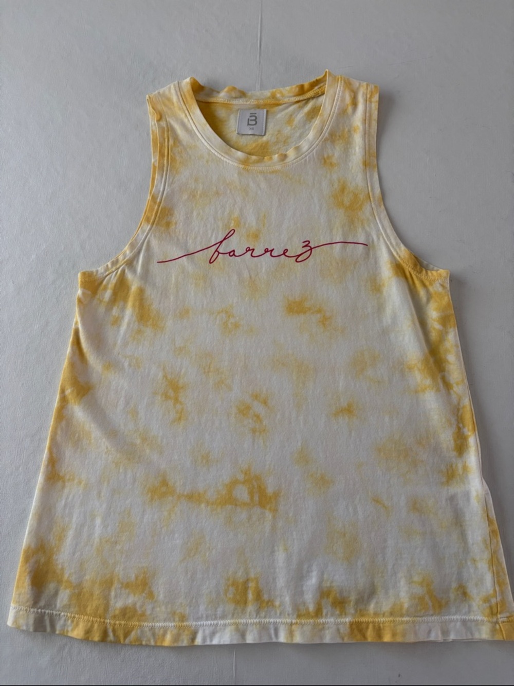 Barre3 Yellow Tie-Dye Sleeveless Tank Top, Size XS